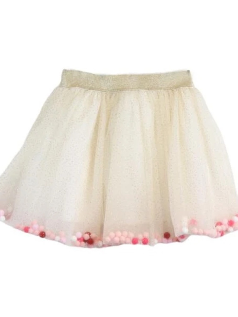 Doe A Dear | Pom Pom Glitter Mesh Tutu | White | 6